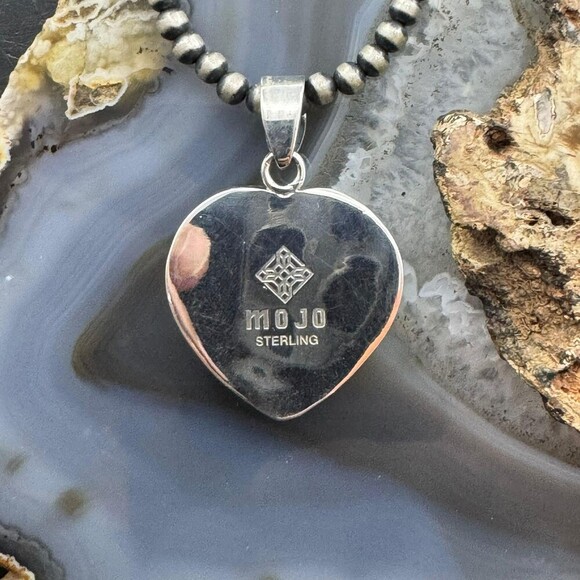 Sterling Silver Southwestern Style Wild Horse Heart Shape Pendant For Women - Picture 7 of 10